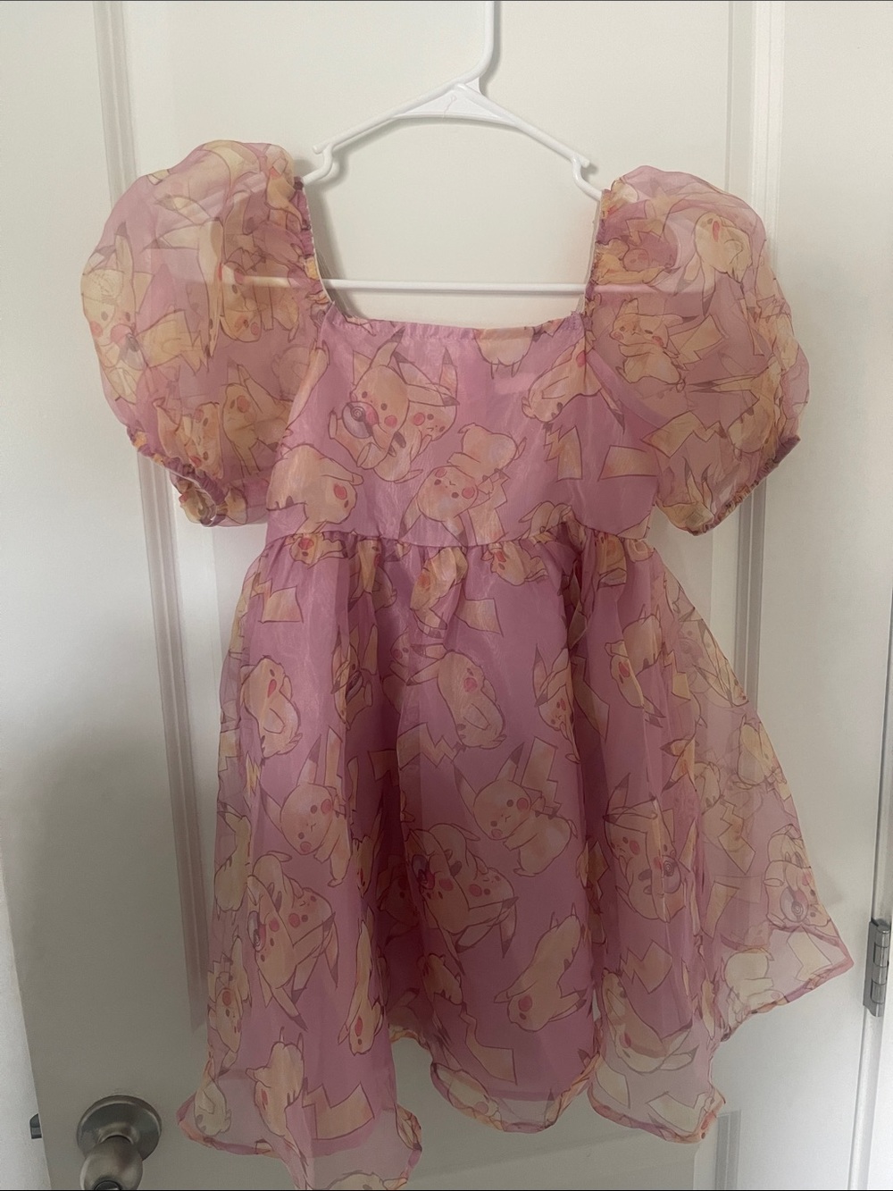 Pokemon Pink and Yellow Puffy Sleeve Chiffon Dress